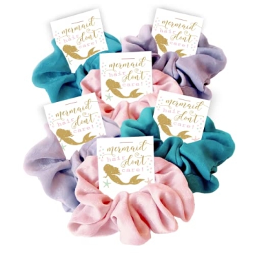 Mermaid Party Favors Hair Scrunchies - 6 Pack for All Occasions