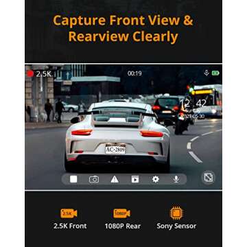 High-Resolution AKASO DL12 Mirror Dash Cam with GPS