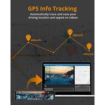 High-Resolution AKASO DL12 Mirror Dash Cam with GPS