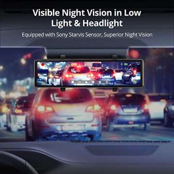 High-Resolution AKASO DL12 Mirror Dash Cam with GPS