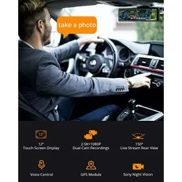 High-Resolution AKASO DL12 Mirror Dash Cam with GPS