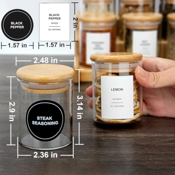 JuneHeart 32 Glass Spice Jars with Bamboo Lids and Labels