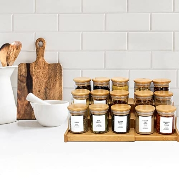JuneHeart 32 Glass Spice Jars with Bamboo Lids and Labels