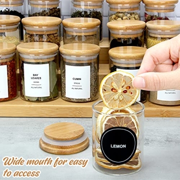 JuneHeart 32 Glass Spice Jars with Bamboo Lids and Labels