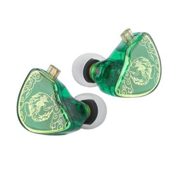 Linsoul TANGZU Wan’er S.G HiFi 10mm Dynamic Driver PET Diaphragm in-Ear Earphone with Ergonomic Shape, Detachable Recessed 2Pin OFC Braided Cable for Audiophile Musician DJ Stage(Green, with Mic)