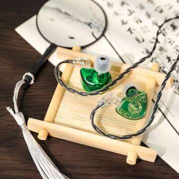 Linsoul TANGZU Wan’er S.G HiFi 10mm Dynamic Driver PET Diaphragm in-Ear Earphone with Ergonomic Shape, Detachable Recessed 2Pin OFC Braided Cable for Audiophile Musician DJ Stage(Green, with Mic)