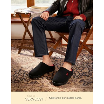 VeraCosy Men's Two-Tone Memory Foam House Slippers - Cozy & Durable, Perfect for All Occasions