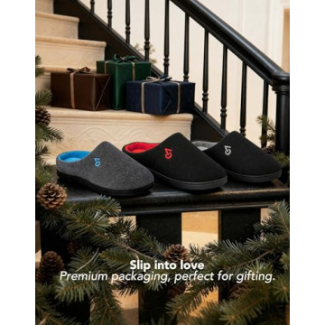 VeraCosy Men's Two-Tone Memory Foam Slippers Indoor Outdoor