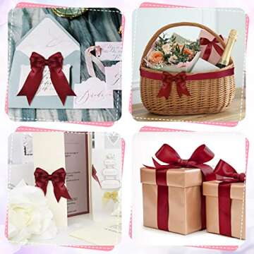 2 Rolls Burgundy Ribbon 50 Yards 1.5 Inches Wide Double Faced Polyester Satin Ribbon Solid Satin Ribbon for Christmas Wedding Present Wrapping Crafts Burgundy Party Decoration