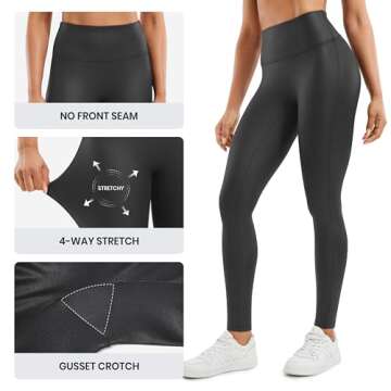 CRZ YOGA Butterluxe Faux Leather Leggings for Women's Activewear