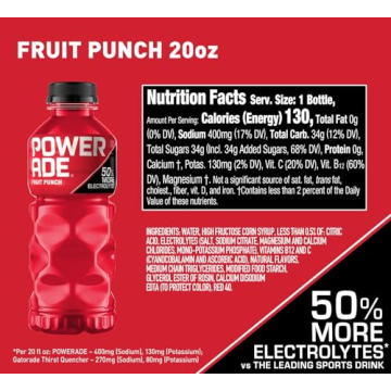 Hydrate and Perform with Powerade Fruit Punch Sports Drink 8-Pack 20 Fl Oz Bottles