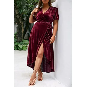 BerryGo Plus Size Velvet Wrap Dress for Stylish Occasions