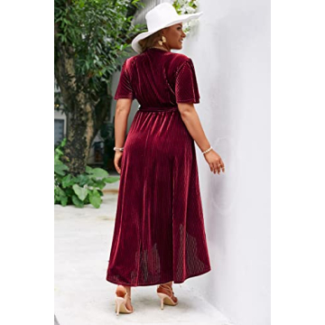 BerryGo Plus Size Velvet Wrap Dress for Stylish Occasions