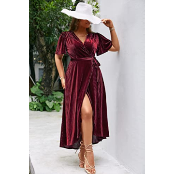 BerryGo Plus Size Velvet Wrap Dress for Stylish Occasions