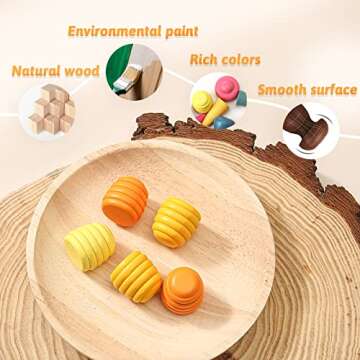 Promise Babe 162 PCS Wooden Loose Parts Toy Rainbow Stacking Toy for Toddlers, Sensory Play Set Colorful Montessori Materials Preschool Learning Building Toys for Boys Girls
