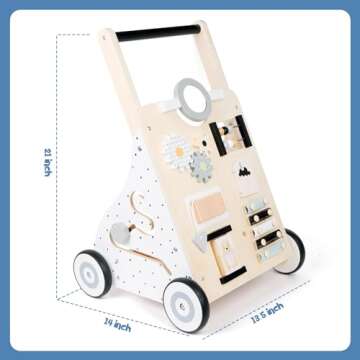 Asweets Wooden Baby Walker Push and Pull Learning Activity Walker Kids’ Activity Toy Multiple Acti...