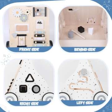 Asweets Wooden Baby Walker Push and Pull Learning Activity Walker Kids’ Activity Toy Multiple Activities Center Develops Motor Skills & Stimulates Creativity(Natural)