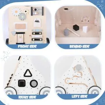 Asweets Wooden Baby Walker Push and Pull Learning Activity Walker Kids’ Activity Toy Multiple Activities Center Develops Motor Skills & Stimulates Creativity(Natural)