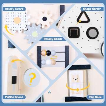 Asweets Wooden Baby Walker Push and Pull Learning Activity Walker Kids’ Activity Toy Multiple Activities Center Develops Motor Skills & Stimulates Creativity(Natural)