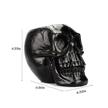 Nicee Skull Pen Holder,Skull Makeup Brush Holder,Pen Holder,Dressing Table Office Desk Storage Box,Green Plant Flower Pot,Halloween Skull(Black)