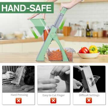 [All in 1] Upgraded version Mandoline Slicer for Kitchen &Safe Veggie Chopper & Adjustable Mandoline...