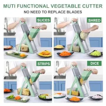 [All in 1] Upgraded version Mandoline Slicer for Kitchen &Safe Veggie Chopper & Adjustable Mandoline Slicer. Detachable Blade, Cut Slicing, Strips, Shredding, Dicing, Chop Kitchen Vegetable Chopper