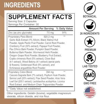 Colon Cleanse Pills Body Detox - Intestinal Guard Cleanser for Stomach - Natural Weight Flush Cleaner Supplement Complex, Women Men Kids, Herbal Wormwood Black Walnut Clove - Gut Loss Health Capsules