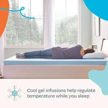 LINENSPA Memory Foam Mattress Topper - 3 Inch Gel Infused Memory Foam - Plush Feel - Cooling and Pre...
