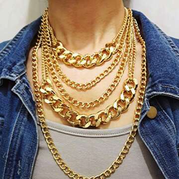 CIBIRICH Punk Chain Chunky Necklace - Stylish Gold Layered Jewelry