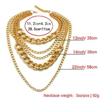 CIBIRICH Punk Chain Chunky Necklace - Stylish Gold Layered Jewelry