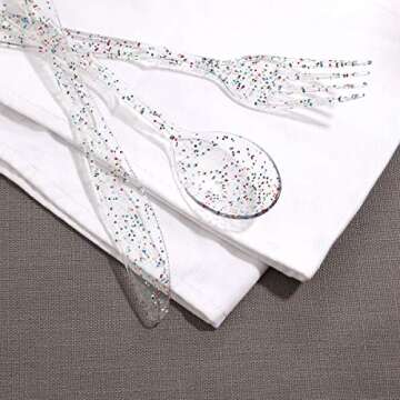 Supernal 360pcs Clear Plastic Silverware, Glitter Disposable Cutlery with Colorful Design,120 Forks,120 Knives,120 Spoons,Perfect for Parties Birthday