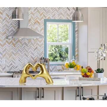 LAIKEARTS Gold Heart Hands Sculpture Aesthetic Decor for Living Room Bedroom Bookshelf Coffe Table K...