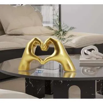 LAIKEARTS Gold Heart Hands Sculpture Aesthetic Decor for Living Room Bedroom Bookshelf Coffe Table Knick Knacks Home Unique Gifts for Women