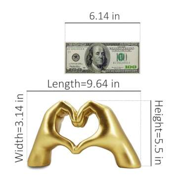 LAIKEARTS Gold Heart Hands Sculpture Aesthetic Decor for Living Room Bedroom Bookshelf Coffe Table Knick Knacks Home Unique Gifts for Women