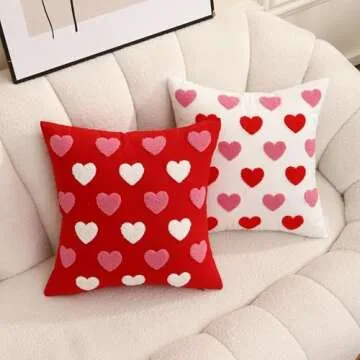 WOKANI Valentine's Day Pillow Covers - Love Embroidery Decor