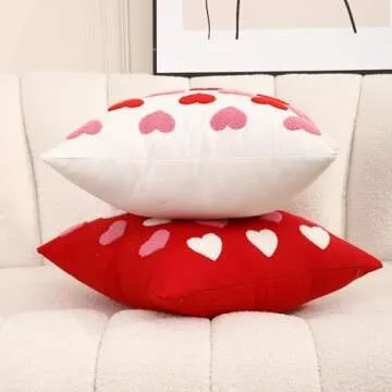 WOKANI Valentine's Day Pillow Covers - Love Embroidery Decor
