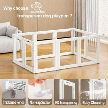Clear Acrylic Dog Playpen Transparent Dog Playpen Indoor, Easy Assemble Clear Pet Pen for Puppy Bunny Cat Pig, Sturdy & Easy Cleaning Plastic Dog Puppy Fence (23.6" H, 10PCS)