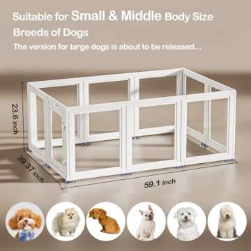 Clear Acrylic Dog Playpen Transparent Dog Playpen Indoor, Easy Assemble Clear Pet Pen for Puppy Bunny Cat Pig, Sturdy & Easy Cleaning Plastic Dog Puppy Fence (23.6" H, 10PCS)