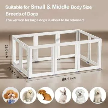 Clear Acrylic Dog Playpen Transparent Dog Playpen Indoor, Easy Assemble Clear Pet Pen for Puppy Bunny Cat Pig, Sturdy & Easy Cleaning Plastic Dog Puppy Fence (23.6" H, 10PCS)