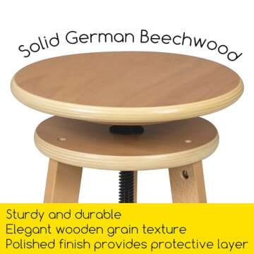 MEEDEN Wooden Drafting Stool with Adjustable Height, Artist Stool,Office Studio Stool, Up to 220 Lbs,German Beech Wood, Perfect for Artists Studio,Home Use,Kitchen,Bars