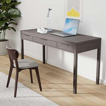 SIMPLIHOME Hollander SOLID WOOD 60 inch Wide Home Office Desk, Writing Table, Workstation, Study Tab...