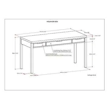 SIMPLIHOME Hollander SOLID WOOD 60 inch Wide Home Office Desk, Writing Table, Workstation, Study Table Furniture in Warm Walnut Brown with 2 Drawers