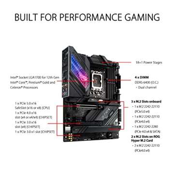 ASUS ROG Strix Z690-E Gaming WiFi 6E LGA 1700(Intel 12th Gen)ATX motherboard(PCIe 5.0,DDR5,2.5 Gb LAN,Thunderbolt 4,5xM.2,1xPCIe 5.0 M.2,ROG Hyper M.2 Card,Front panel USB 3.2 Gen 2x2 Type-C)