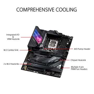 ASUS ROG Strix Z690-E Gaming WiFi 6E LGA 1700(Intel 12th Gen)ATX motherboard(PCIe 5.0,DDR5,2.5 Gb LAN,Thunderbolt 4,5xM.2,1xPCIe 5.0 M.2,ROG Hyper M.2 Card,Front panel USB 3.2 Gen 2x2 Type-C)