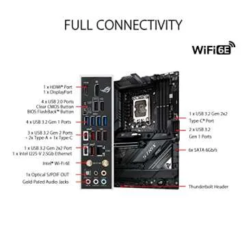 ASUS ROG Strix Z690-E Gaming WiFi 6E LGA 1700(Intel 12th Gen)ATX motherboard(PCIe 5.0,DDR5,2.5 Gb LAN,Thunderbolt 4,5xM.2,1xPCIe 5.0 M.2,ROG Hyper M.2 Card,Front panel USB 3.2 Gen 2x2 Type-C)
