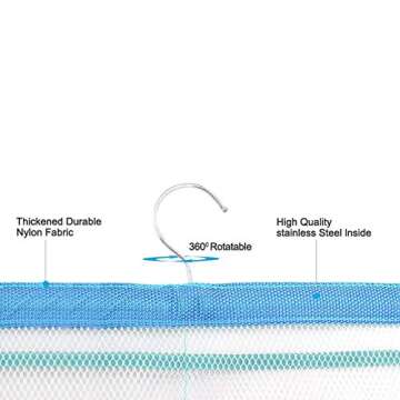 Phying Mesh Bath Organizers for Shower with Hook, Quick Dry Hanging Shower Caddy College, Bath Storage with 6 Pockets for College Dorm Rooms, Bathroom