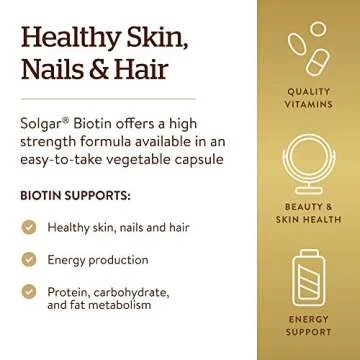Solgar Biotin 1000 mcg, 250 Vegetable Capsules - Supports Healthy Skin, Nails & Hair - Energy Metabolism - Enhanced Potency - Non-GMO, Vegan, Gluten Free, Dairy Free, Kosher, Halal - 250 Servings