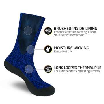 HOT FEET Kids Thermal Socks – 2 Pack Warm Winter Socks for Boys and Girls, Cozy & Insulated, Thick Heated Socks for Kids, Black/Blue Marl and Black/Grey Marl