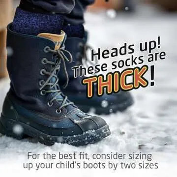 HOT FEET Kids Thermal Socks – 2 Pack Warm Winter Socks for Boys and Girls, Cozy & Insulated, Thick Heated Socks for Kids, Black/Blue Marl and Black/Grey Marl