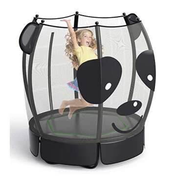 LANGXUN 5ft Panda Trampoline for Kids, 60 Inch Mini Toddler Trampoline with Enclosure Net, Indoor an...